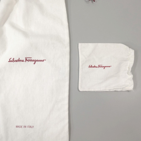 2 Salvatore Ferragamo Dust Bag Size Large and Mini Cream Pouch Italy Bundle - Picture 5 of 8